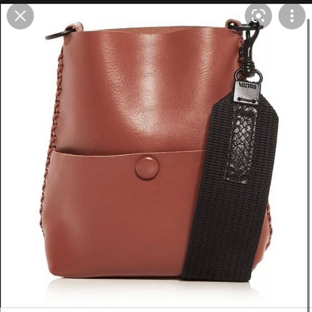 CALLISTA Iconic Slim Mini Messenger Crossbody Bag In Cedar Retail  $350